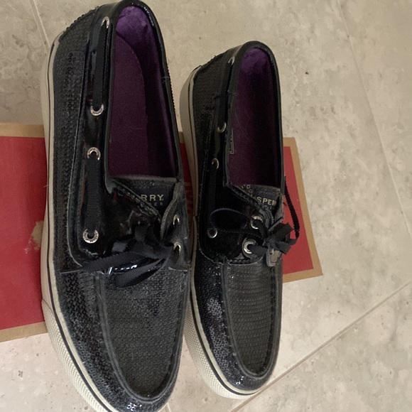 Black sequin Sperry slip on - Picture 2 of 3